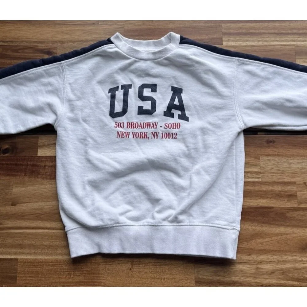 ZARA Kids USA New York Crewneck Sweatshirt American Flag Size‎ 6 Preppy School